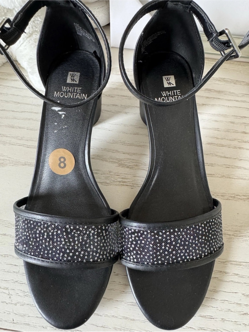 White Mountain Women's Black Ankle-Strap Heels
